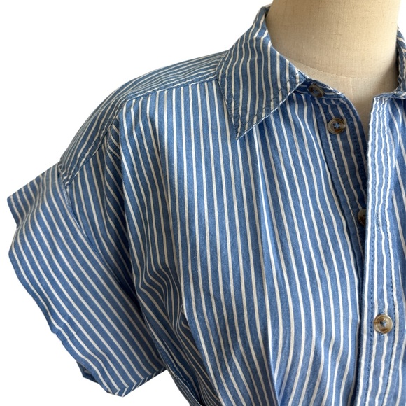 Anthropologie Pilcro Short Sleeve Midi Shirt Dress Blue White Stripe Size XS New - Picture 4 of 11